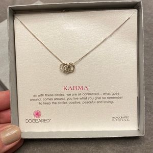 NIB Dogeared Silver Karma Necklace